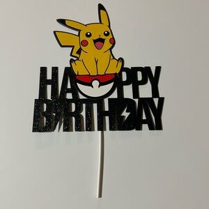 Pikachu Birthday Cake Topper - Black and Yellow